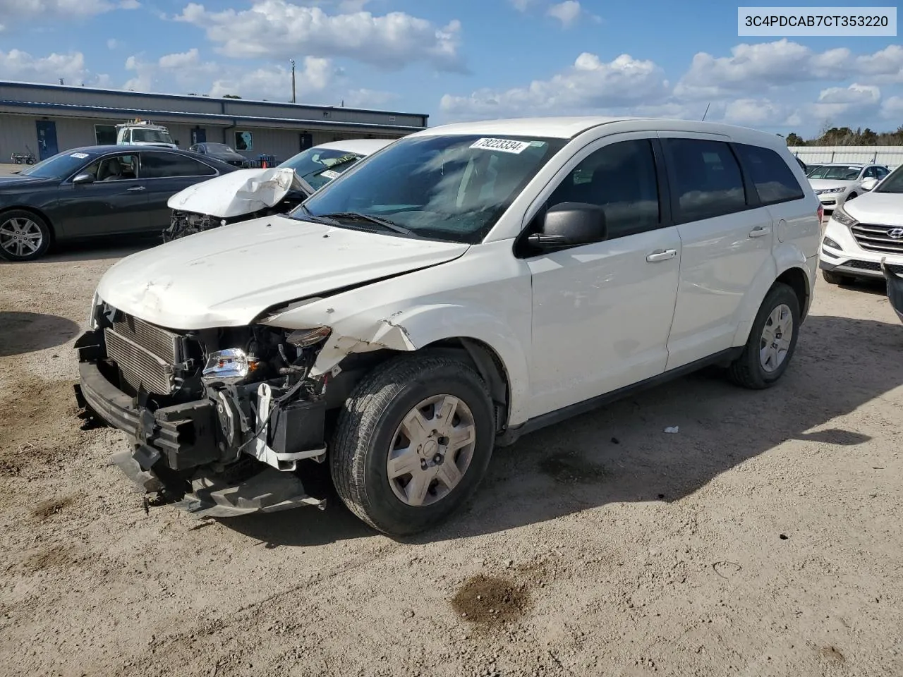 2012 Dodge Journey Se VIN: 3C4PDCAB7CT353220 Lot: 78223334