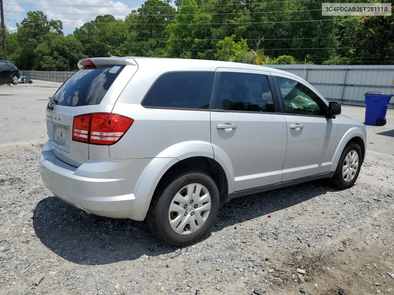 2014 Dodge Journey Se VIN: 3C4PDCAB2ET281118 Lot: 57407604