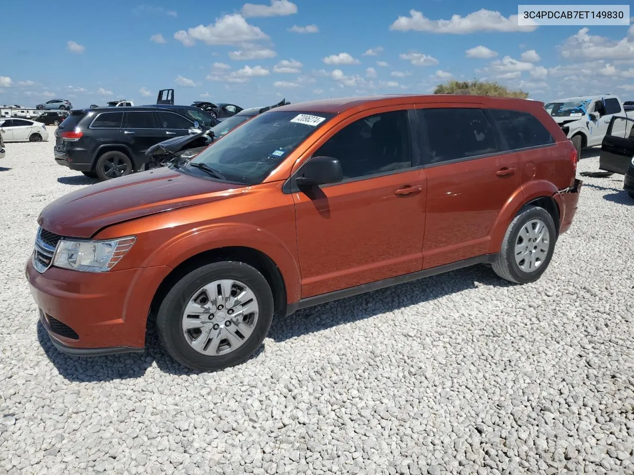 2014 Dodge Journey Se VIN: 3C4PDCAB7ET149830 Lot: 72096274