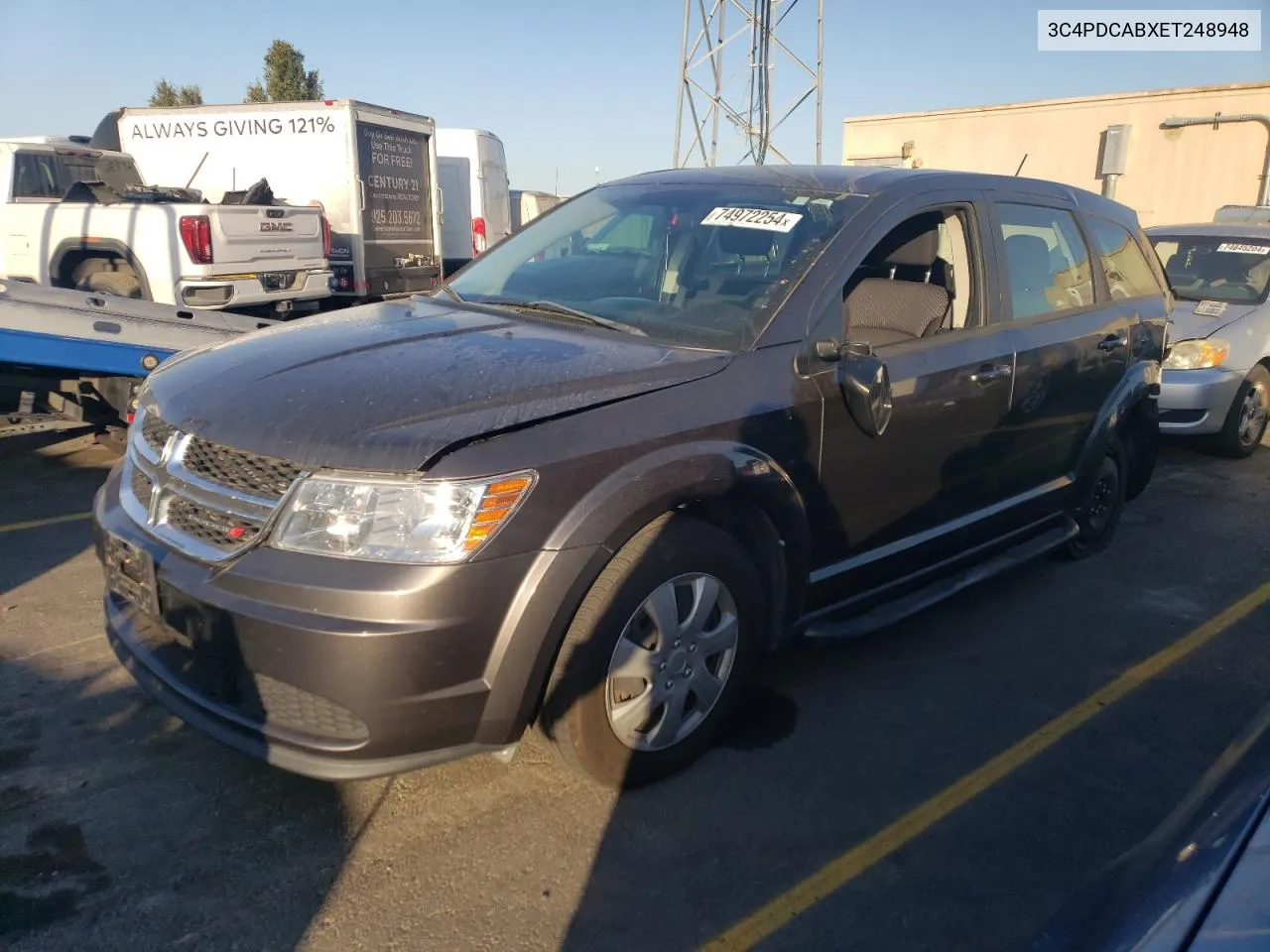 2014 Dodge Journey Se VIN: 3C4PDCABXET248948 Lot: 74972254