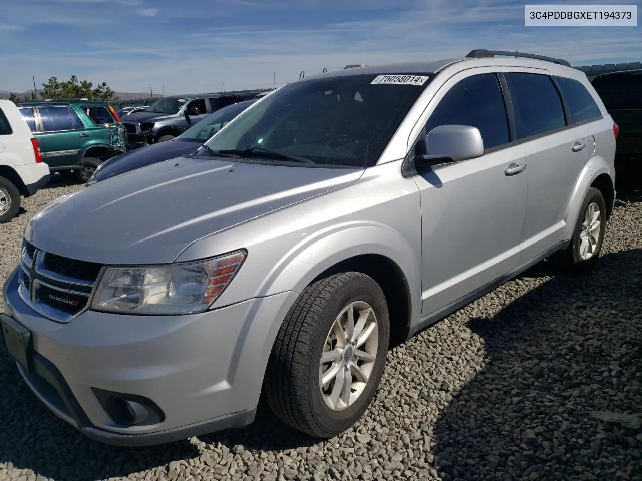 2014 Dodge Journey Sxt VIN: 3C4PDDBGXET194373 Lot: 75058014