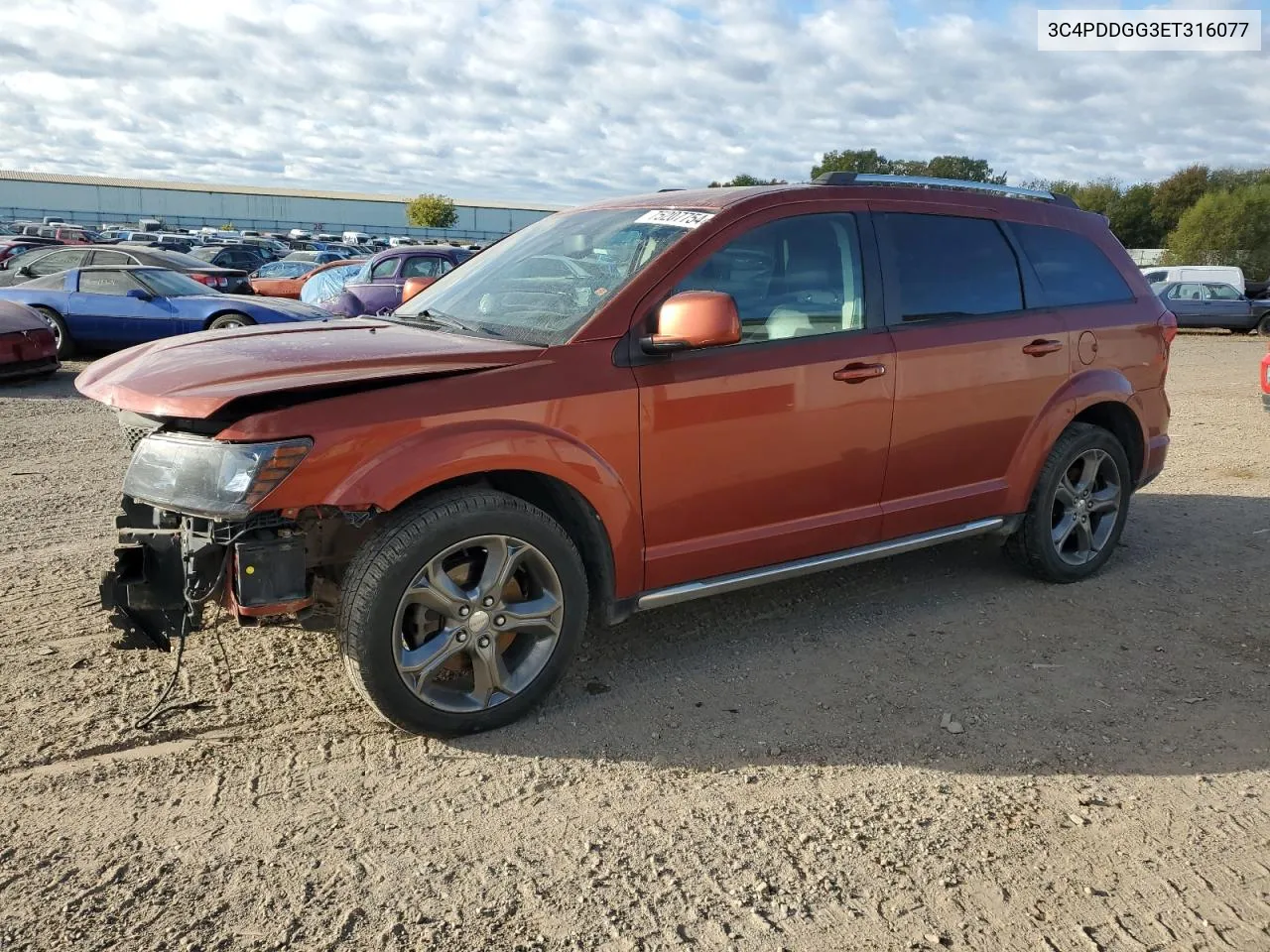 2014 Dodge Journey Crossroad VIN: 3C4PDDGG3ET316077 Lot: 75207754