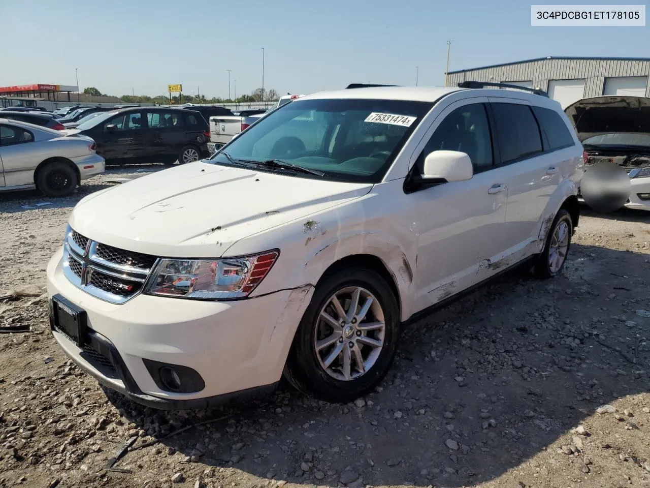 2014 Dodge Journey Sxt VIN: 3C4PDCBG1ET178105 Lot: 75331474