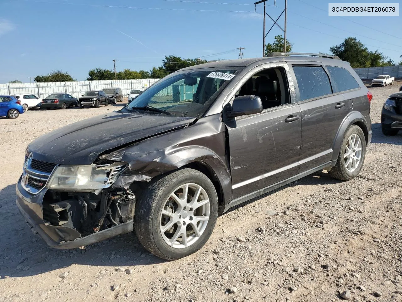 2014 Dodge Journey Sxt VIN: 3C4PDDBG4ET206078 Lot: 75848414