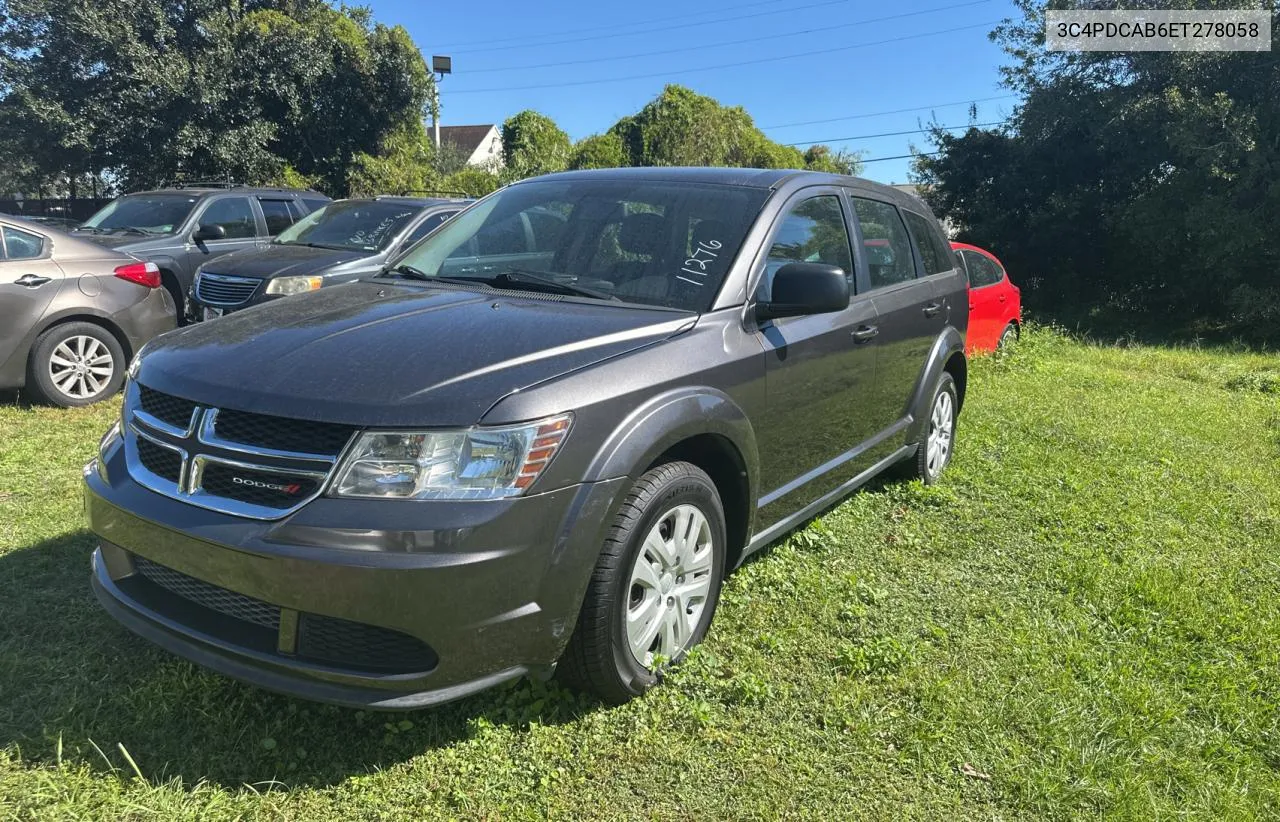 2014 Dodge Journey Se VIN: 3C4PDCAB6ET278058 Lot: 78013364