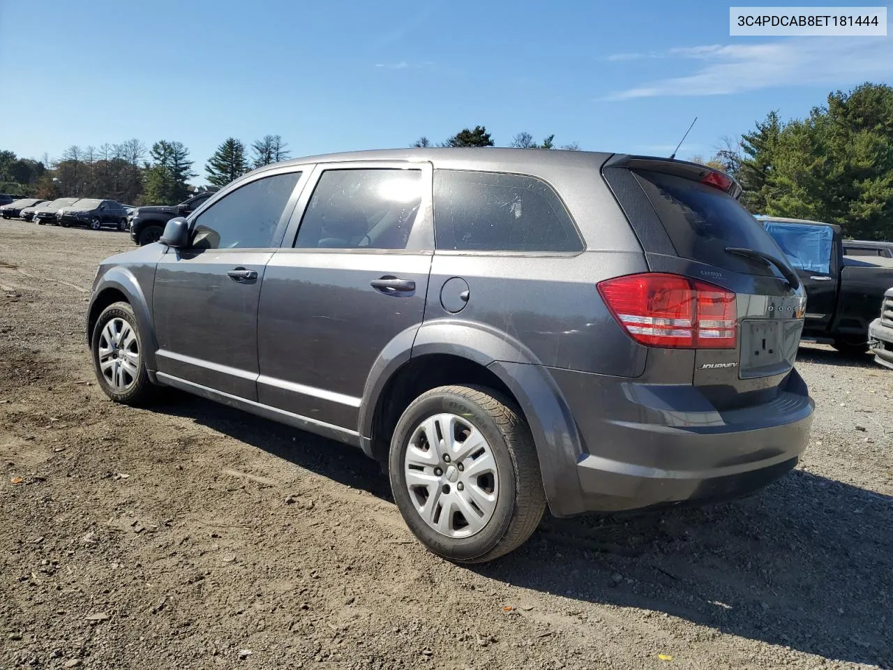 2014 Dodge Journey Se VIN: 3C4PDCAB8ET181444 Lot: 78873434