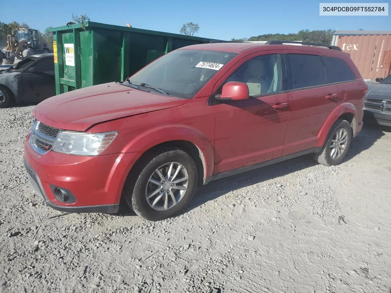 2015 Dodge Journey Sxt VIN: 3C4PDCBG9FT552784 Lot: 75774624