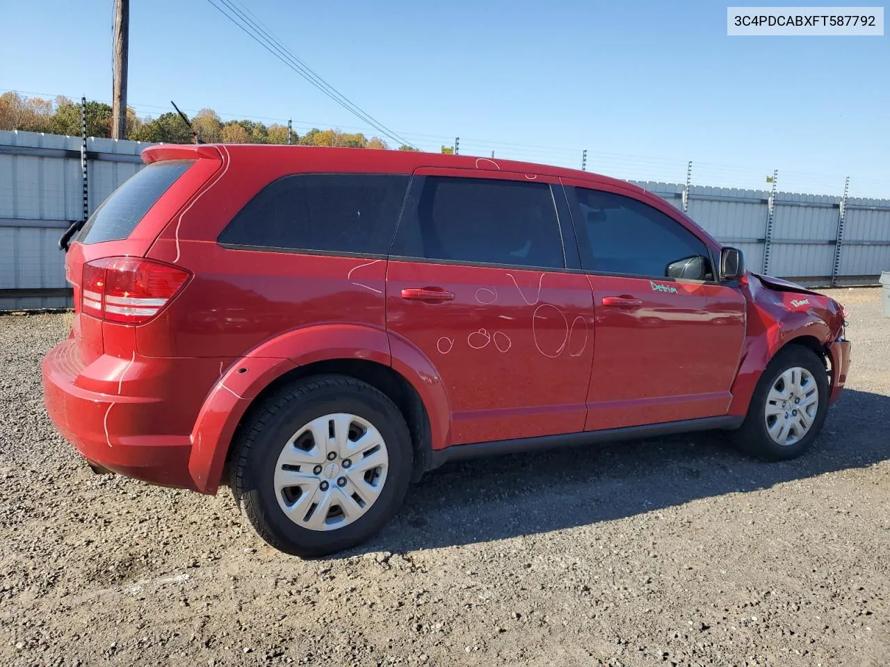 2015 Dodge Journey Se VIN: 3C4PDCABXFT587792 Lot: 77480154