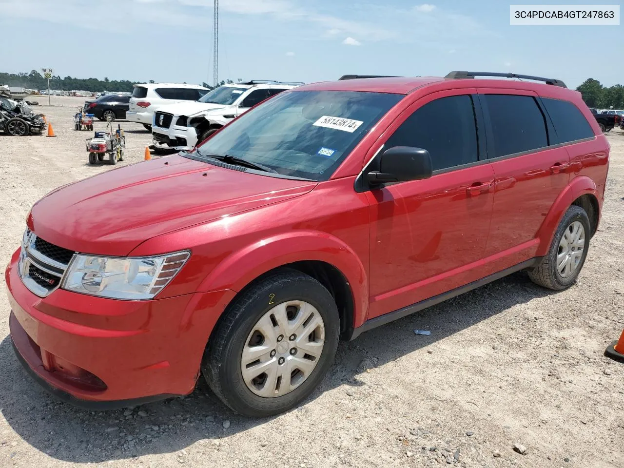 2016 Dodge Journey Se VIN: 3C4PDCAB4GT247863 Lot: 58143874