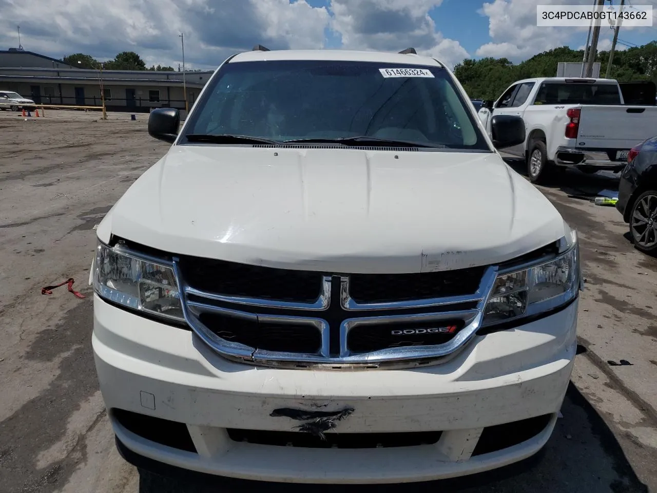 2016 Dodge Journey Se VIN: 3C4PDCAB0GT143662 Lot: 61466324