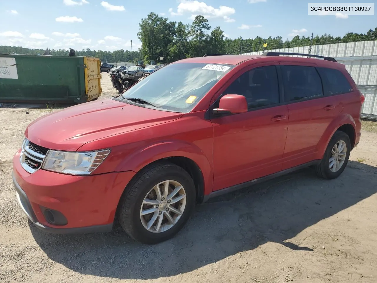 2016 Dodge Journey Sxt VIN: 3C4PDCBG8GT130927 Lot: 67121754