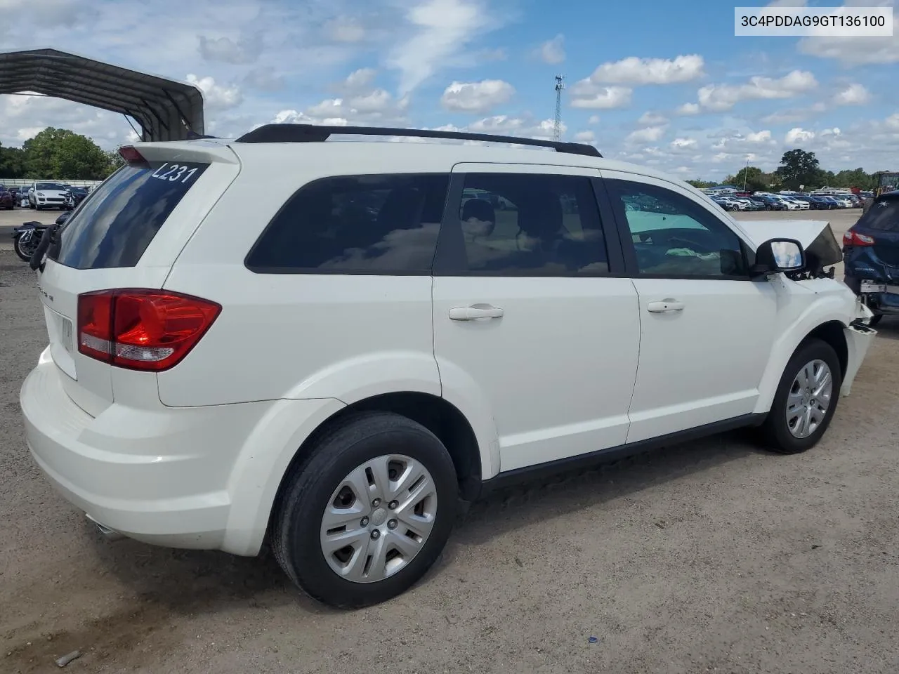 2016 Dodge Journey Se VIN: 3C4PDDAG9GT136100 Lot: 69082124