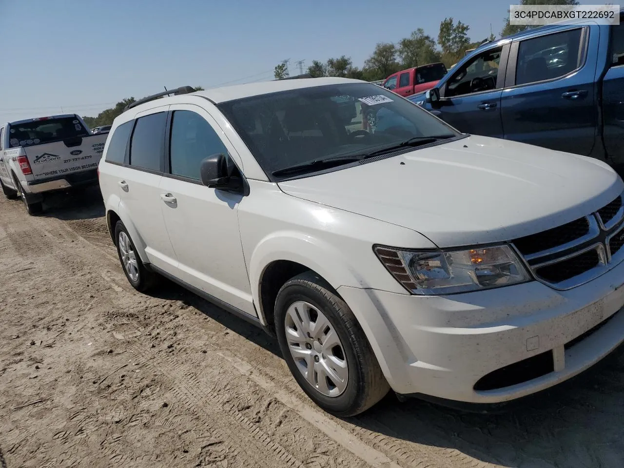 2016 Dodge Journey Se VIN: 3C4PDCABXGT222692 Lot: 71785134