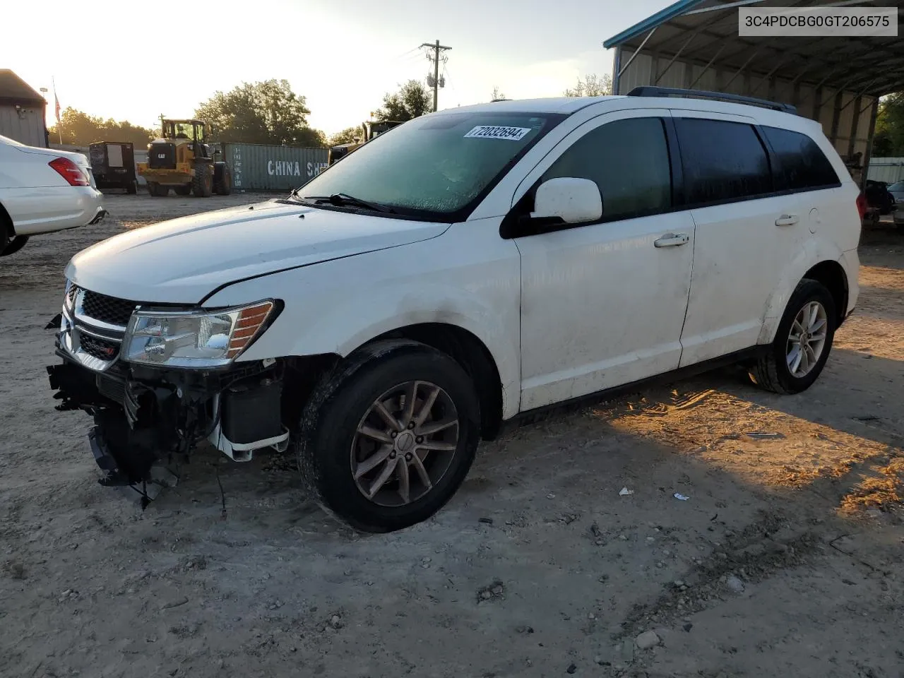 2016 Dodge Journey Sxt VIN: 3C4PDCBG0GT206575 Lot: 72032694