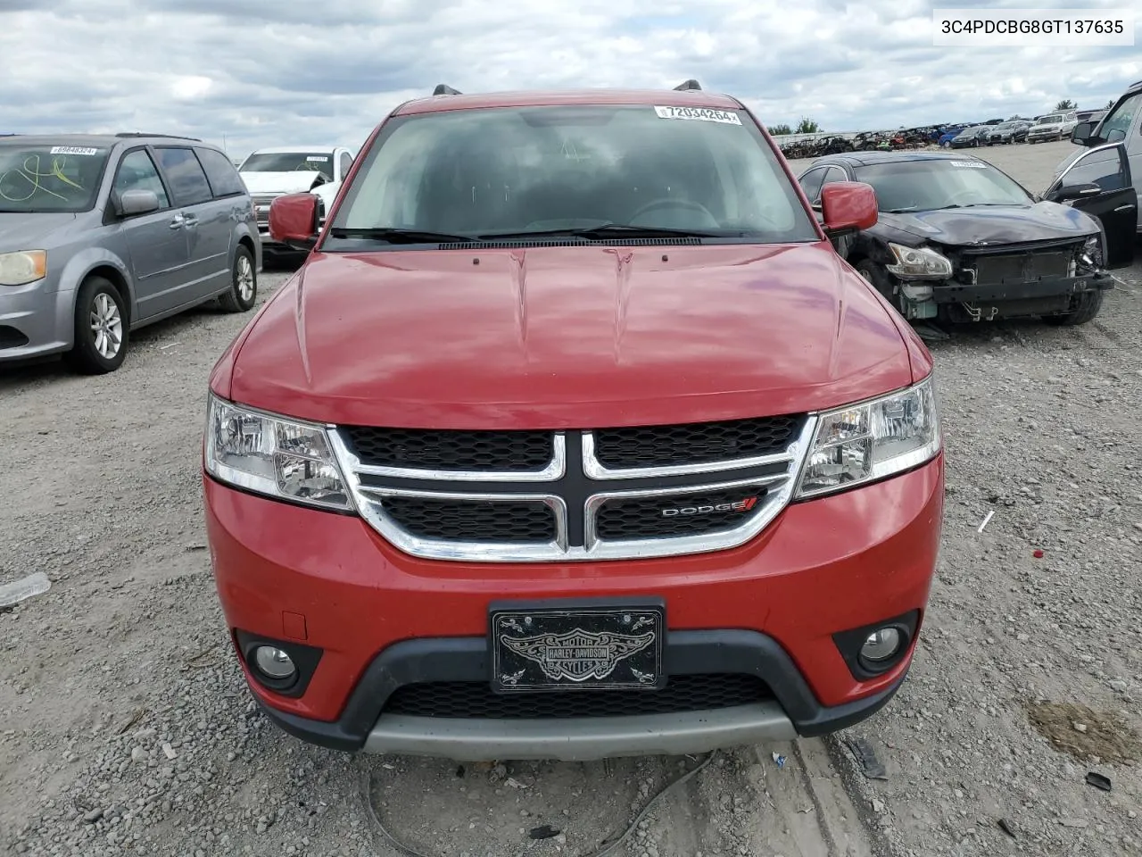 2016 Dodge Journey Sxt VIN: 3C4PDCBG8GT137635 Lot: 72034264