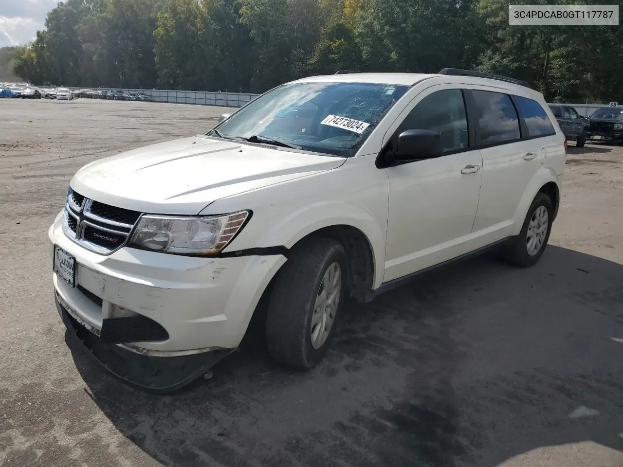 2016 Dodge Journey Se VIN: 3C4PDCAB0GT117787 Lot: 74273024