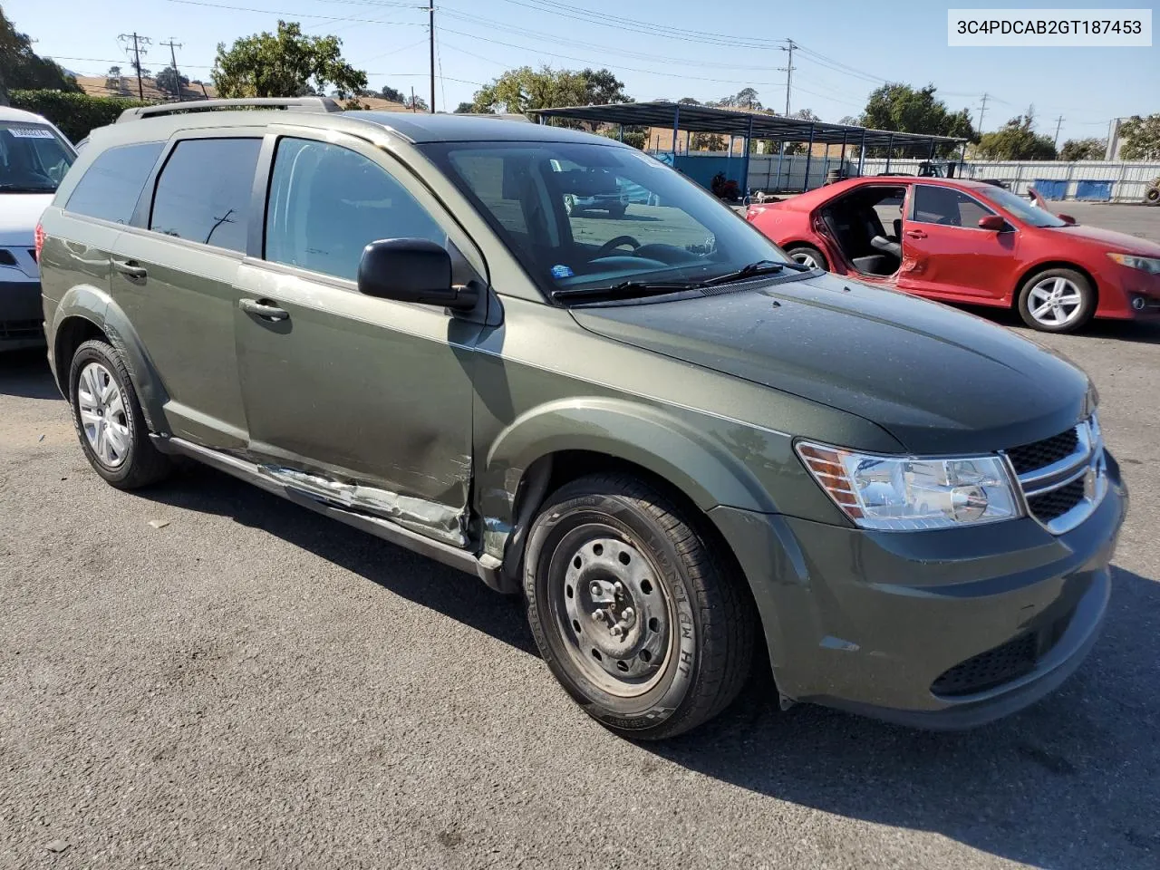 2016 Dodge Journey Se VIN: 3C4PDCAB2GT187453 Lot: 75257094