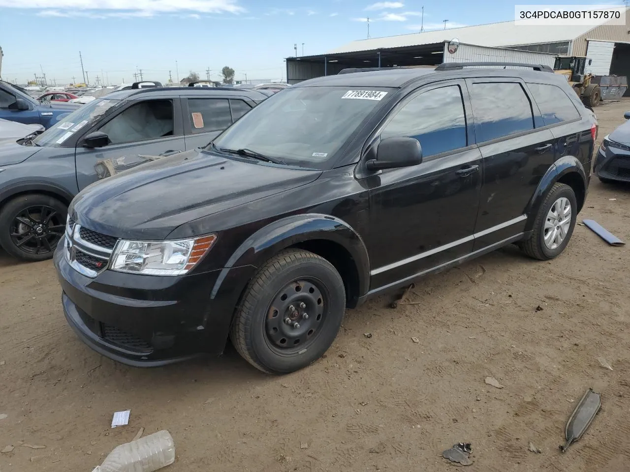 2016 Dodge Journey Se VIN: 3C4PDCAB0GT157870 Lot: 77891984