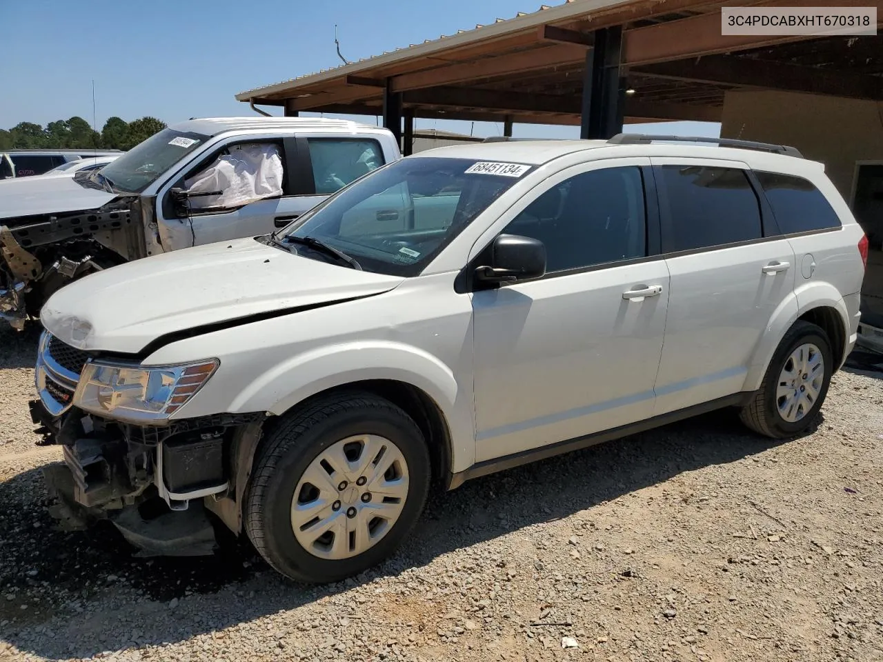 2017 Dodge Journey Se VIN: 3C4PDCABXHT670318 Lot: 68451134