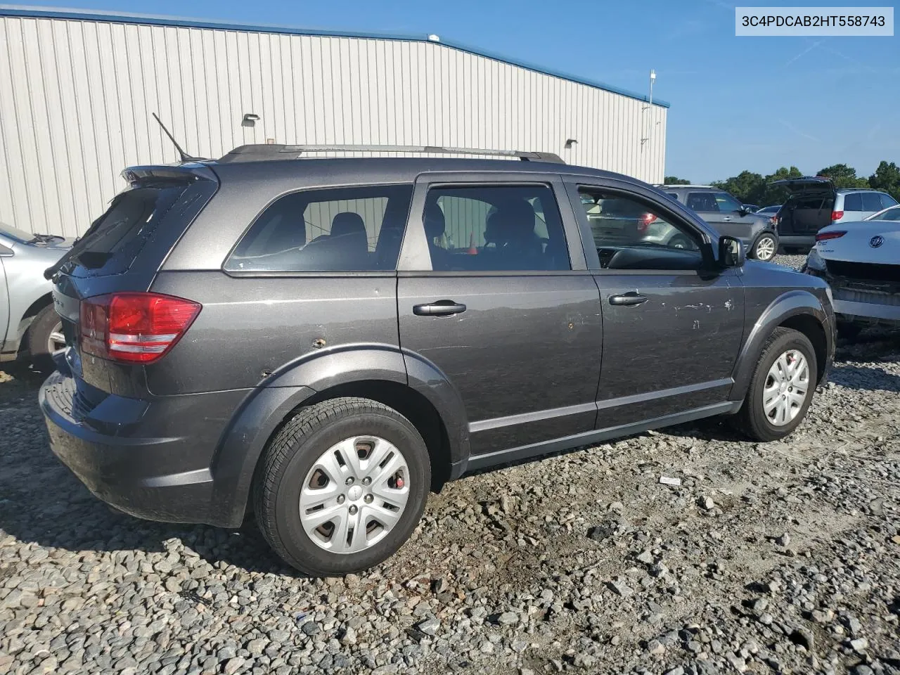 2017 Dodge Journey Se VIN: 3C4PDCAB2HT558743 Lot: 72059524