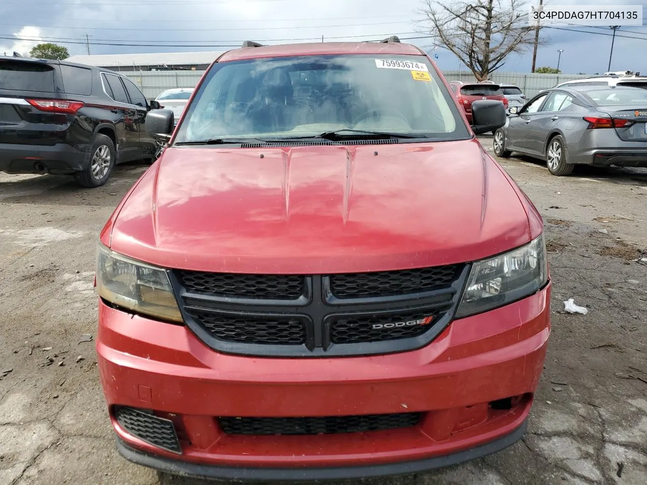 2017 Dodge Journey Se VIN: 3C4PDDAG7HT704135 Lot: 75993674