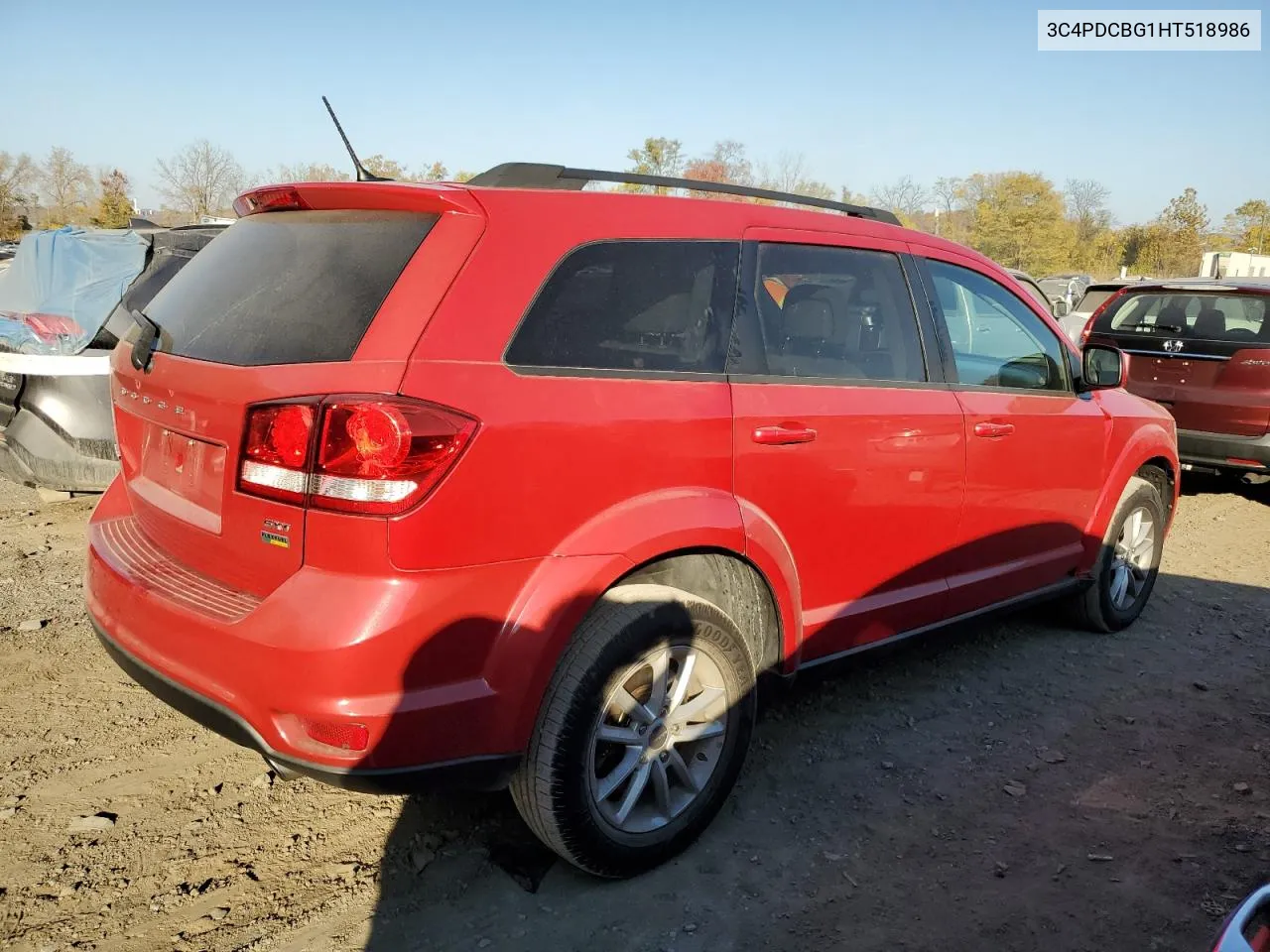 2017 Dodge Journey Sxt VIN: 3C4PDCBG1HT518986 Lot: 77535014