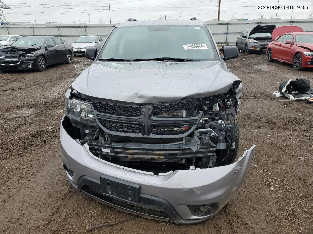 2017 Dodge Journey Sxt VIN: 3C4PDCBG0HT619565 Lot: 78069864