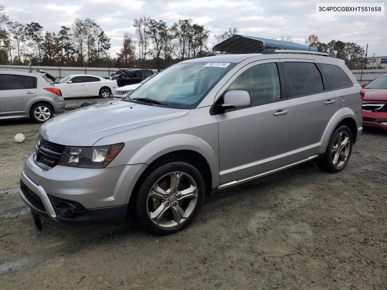 2017 Dodge Journey Crossroad VIN: 3C4PDCGBXHT551658 Lot: 78275174