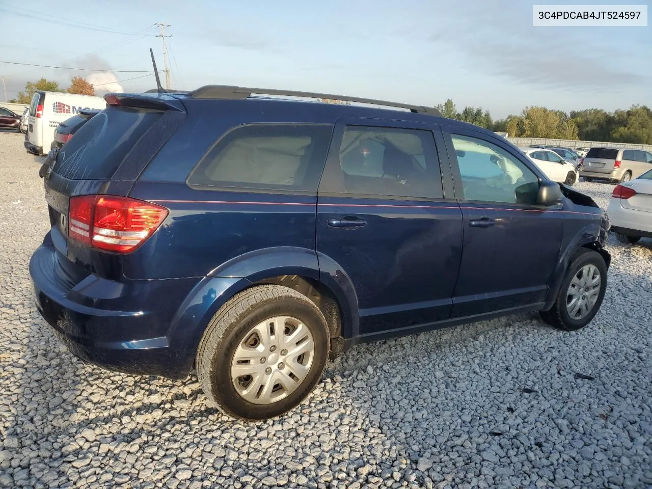 2018 Dodge Journey Se VIN: 3C4PDCAB4JT524597 Lot: 71542834