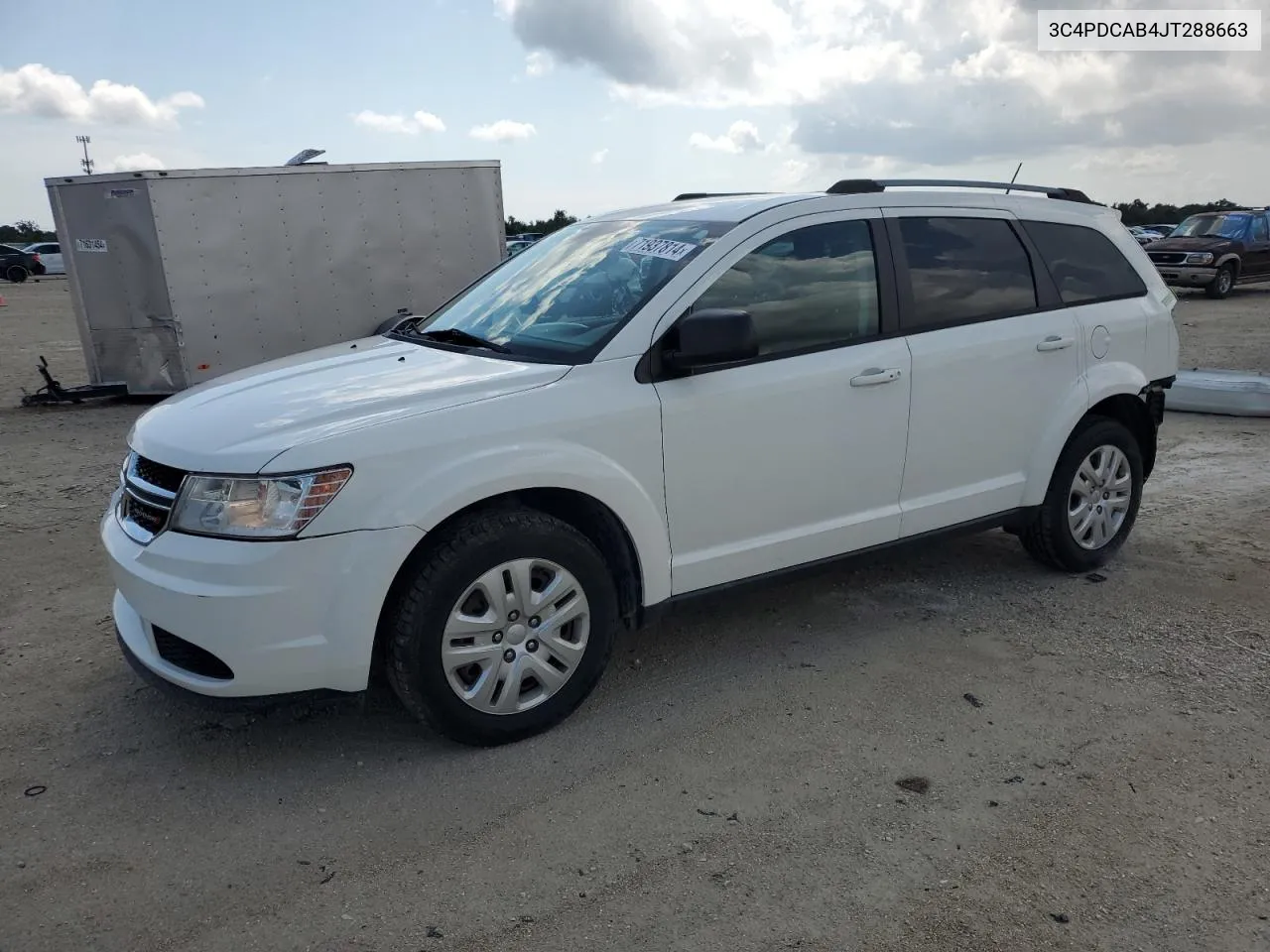 2018 Dodge Journey Se VIN: 3C4PDCAB4JT288663 Lot: 71937814