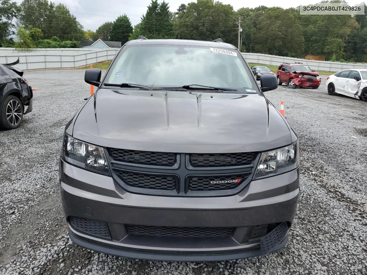 2018 Dodge Journey Se VIN: 3C4PDCAB0JT429826 Lot: 72250394