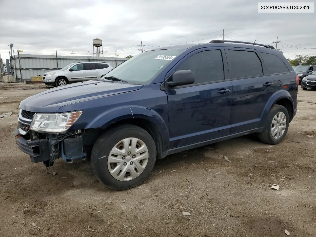 2018 Dodge Journey Se VIN: 3C4PDCAB3JT302326 Lot: 72736684