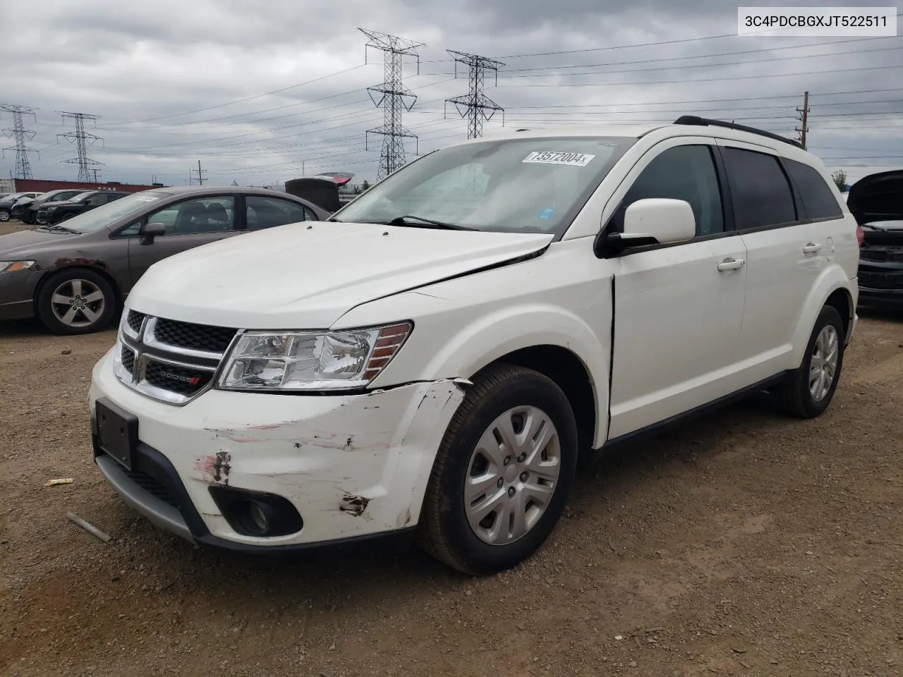 2018 Dodge Journey Sxt VIN: 3C4PDCBGXJT522511 Lot: 73572004