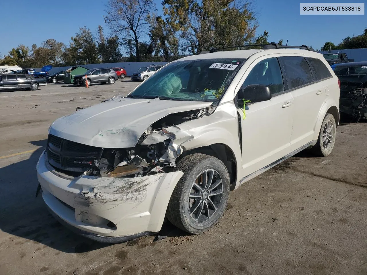 2018 Dodge Journey Se VIN: 3C4PDCAB6JT533818 Lot: 75294694