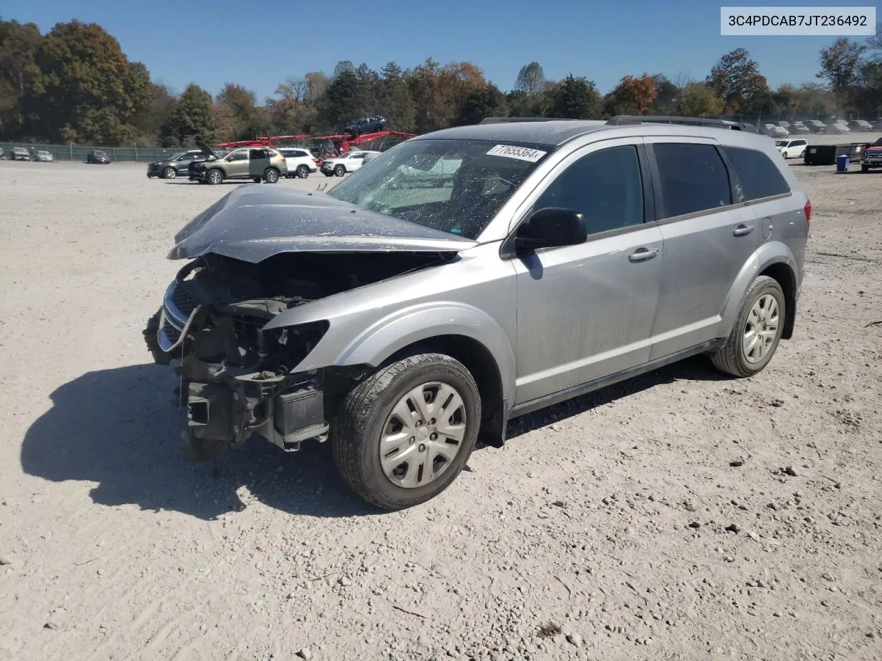 2018 Dodge Journey Se VIN: 3C4PDCAB7JT236492 Lot: 77655364