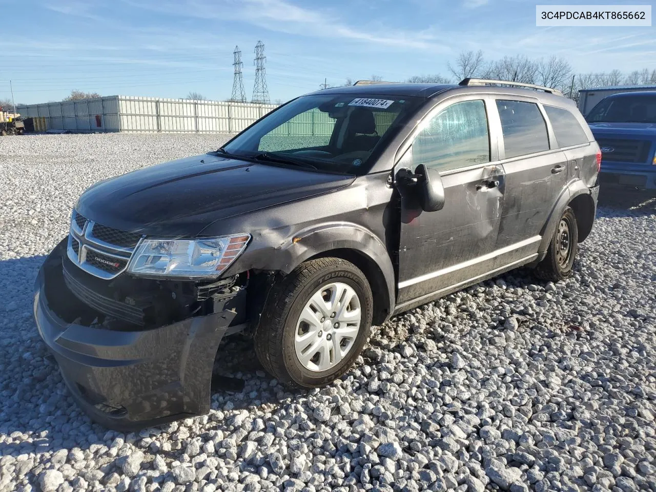 3C4PDCAB4KT865662 2019 Dodge Journey Se