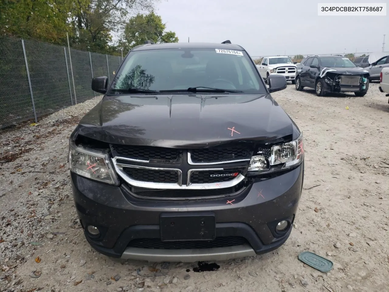 2019 Dodge Journey Se VIN: 3C4PDCBB2KT758687 Lot: 72676164