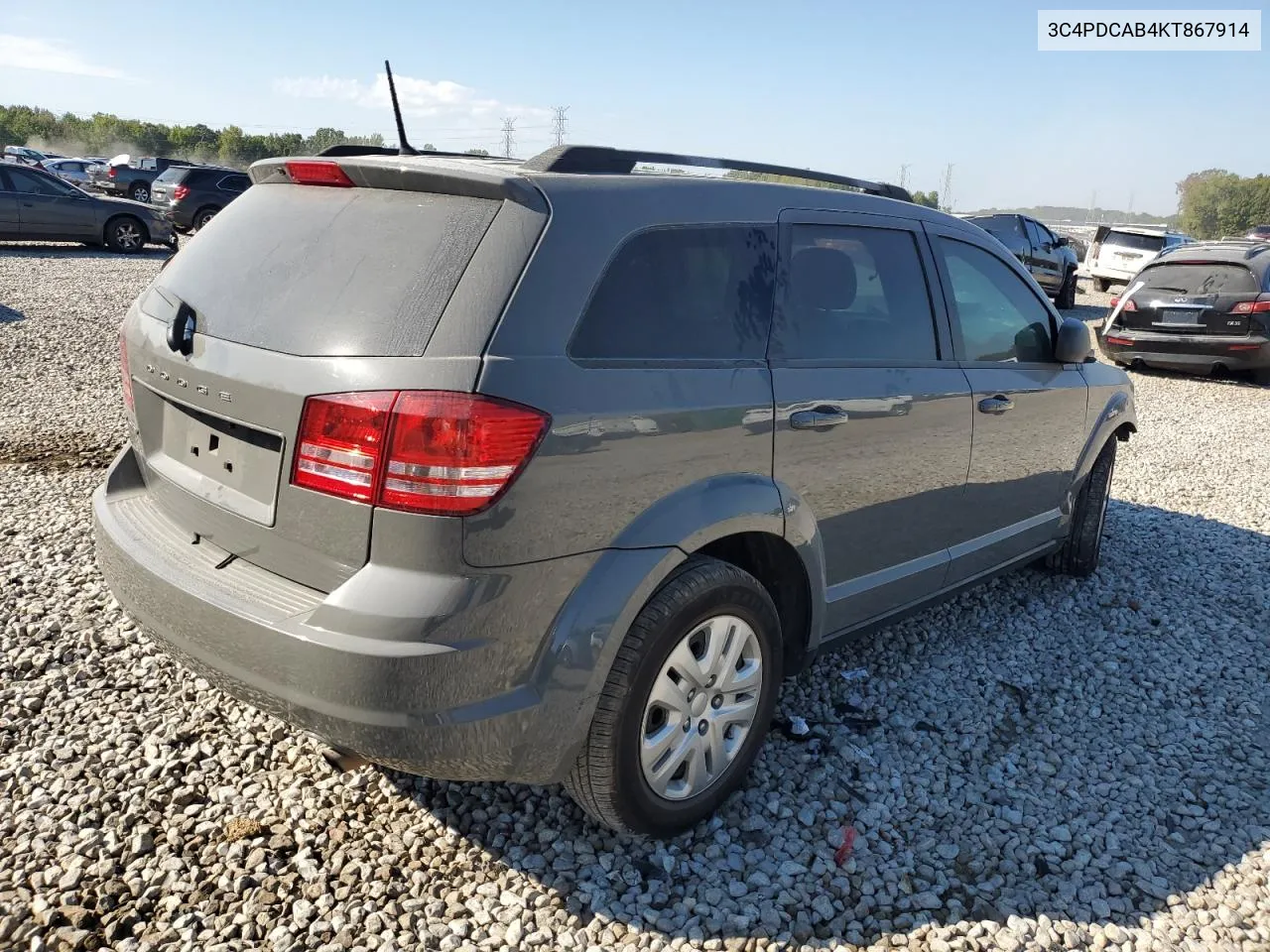 2019 Dodge Journey Se VIN: 3C4PDCAB4KT867914 Lot: 73123824