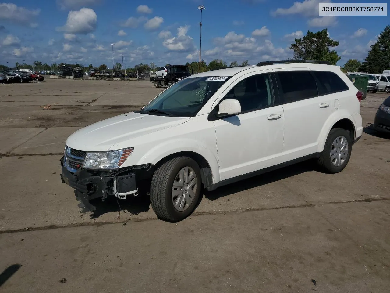 2019 Dodge Journey Se VIN: 3C4PDCBB8KT758774 Lot: 73682424