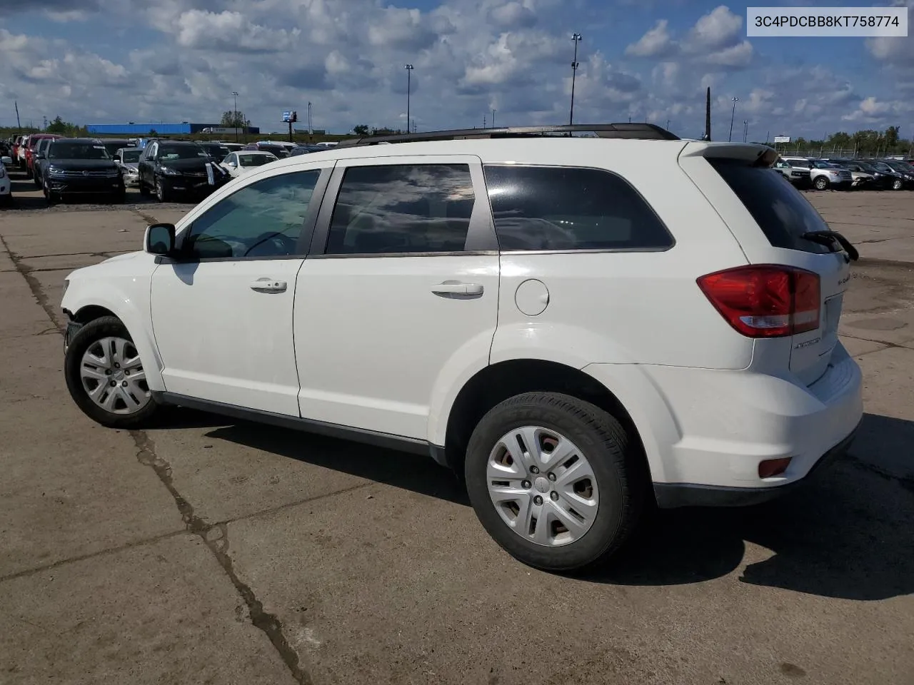 2019 Dodge Journey Se VIN: 3C4PDCBB8KT758774 Lot: 73682424