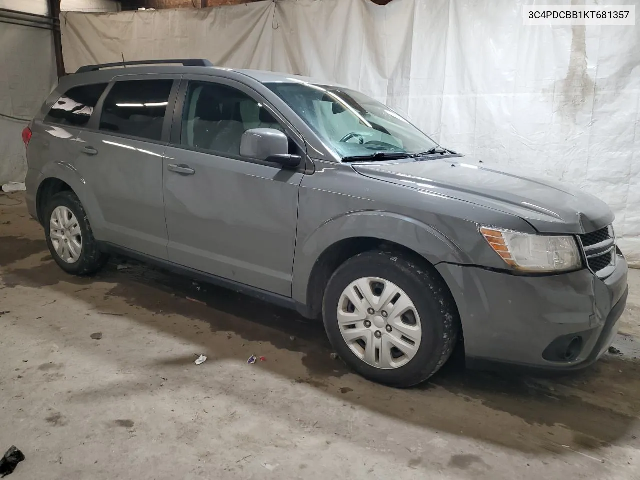 2019 Dodge Journey Se VIN: 3C4PDCBB1KT681357 Lot: 75114674