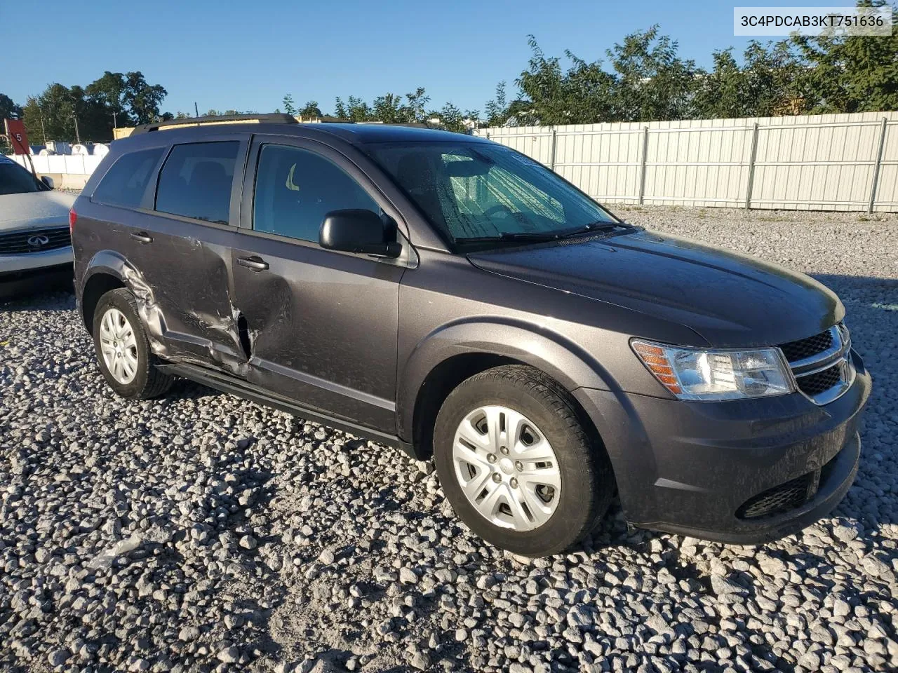 2019 Dodge Journey Se VIN: 3C4PDCAB3KT751636 Lot: 75329254