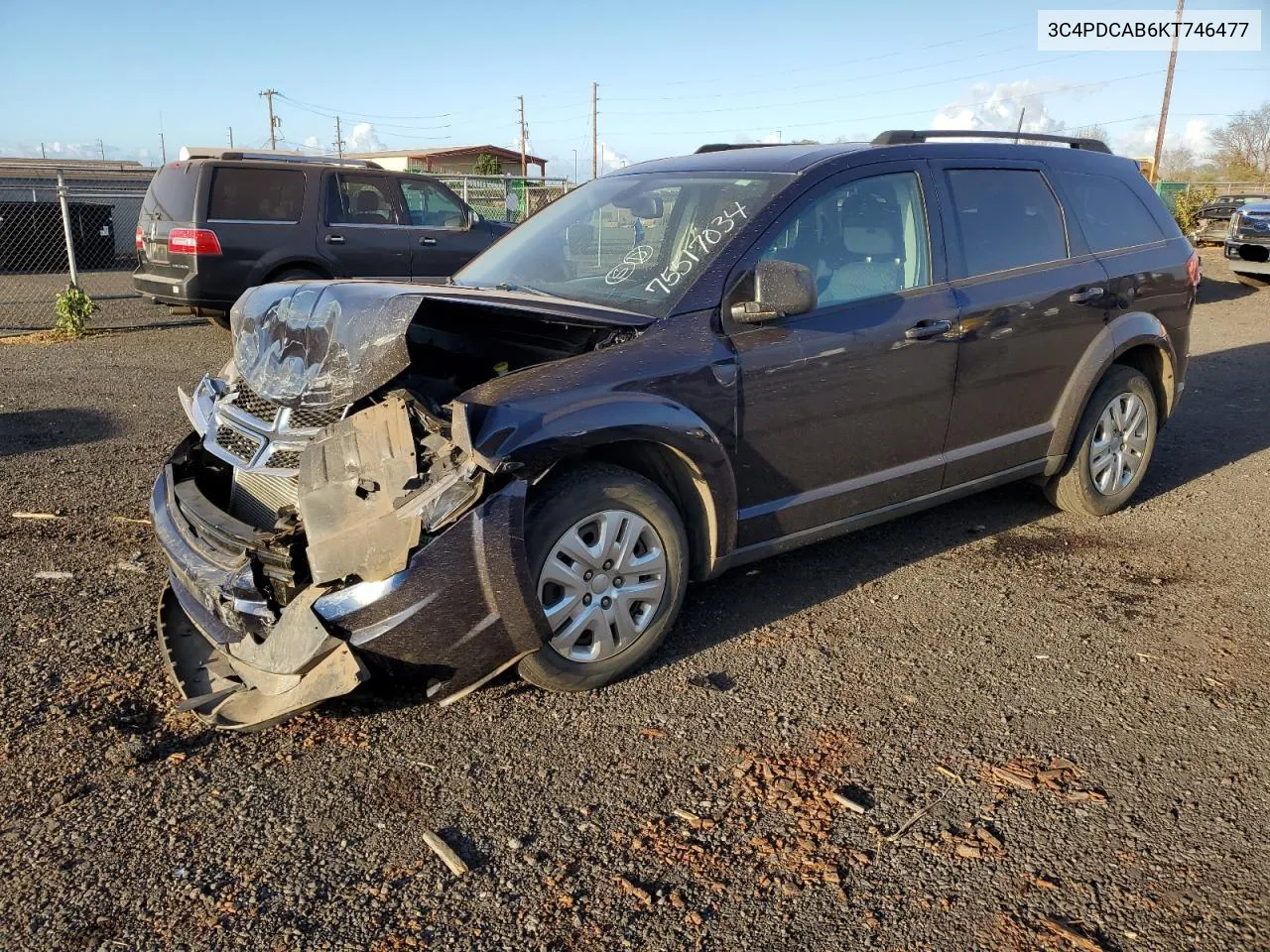 2019 Dodge Journey Se VIN: 3C4PDCAB6KT746477 Lot: 75517034