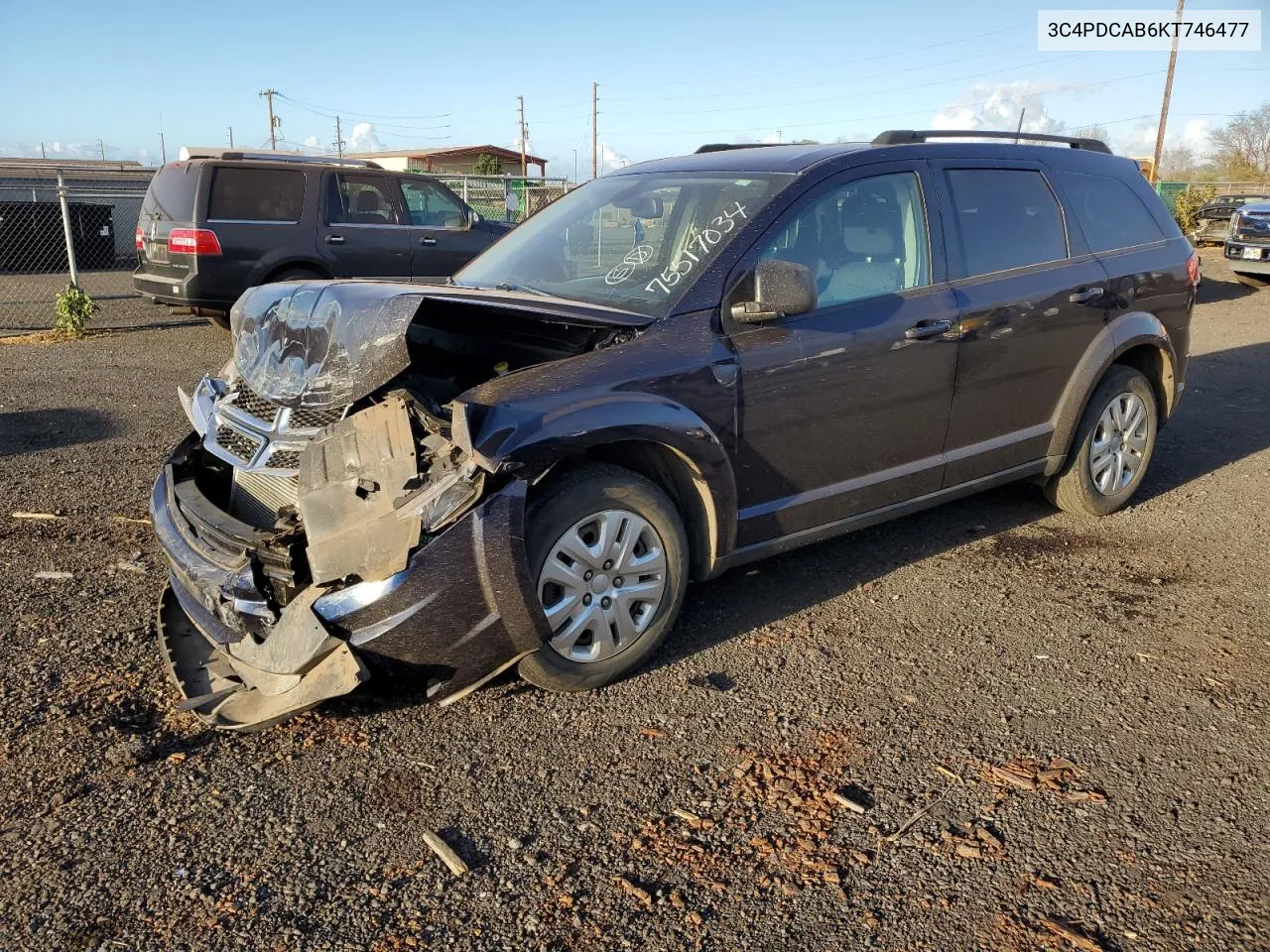 2019 Dodge Journey Se VIN: 3C4PDCAB6KT746477 Lot: 75517034