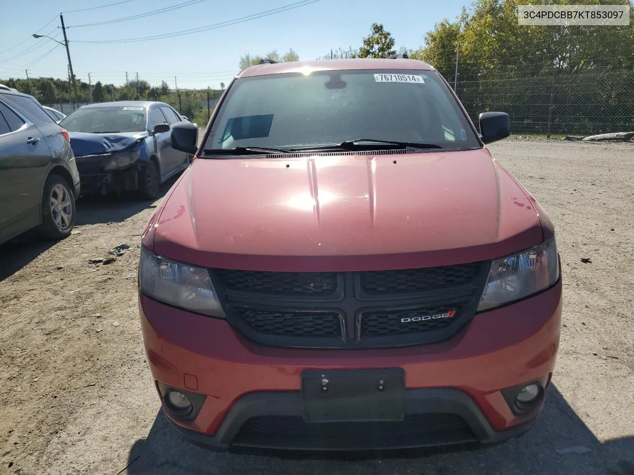 2019 Dodge Journey Se VIN: 3C4PDCBB7KT853097 Lot: 76710514