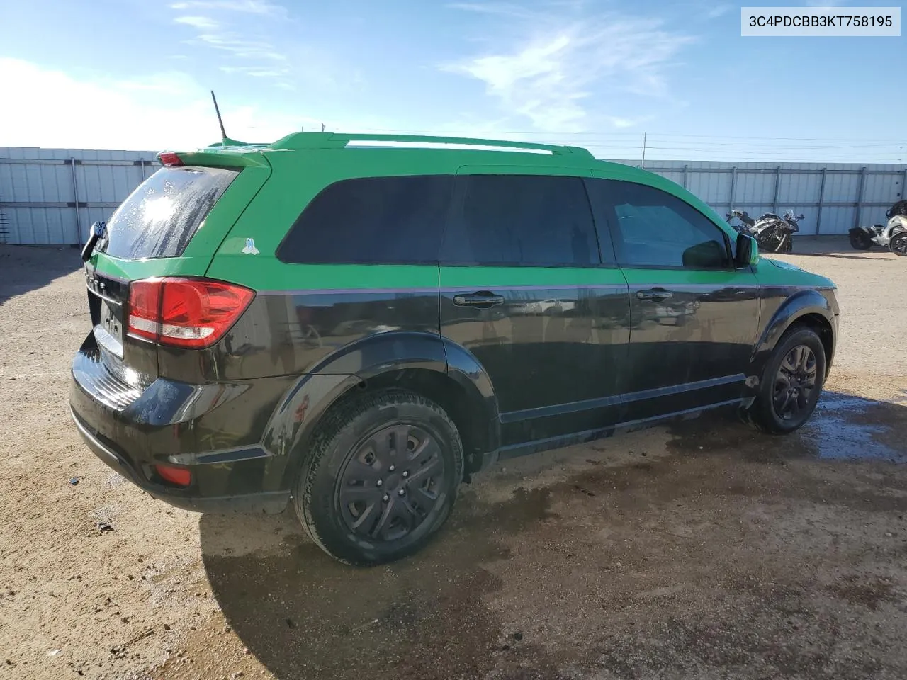 2019 Dodge Journey Se VIN: 3C4PDCBB3KT758195 Lot: 77377684