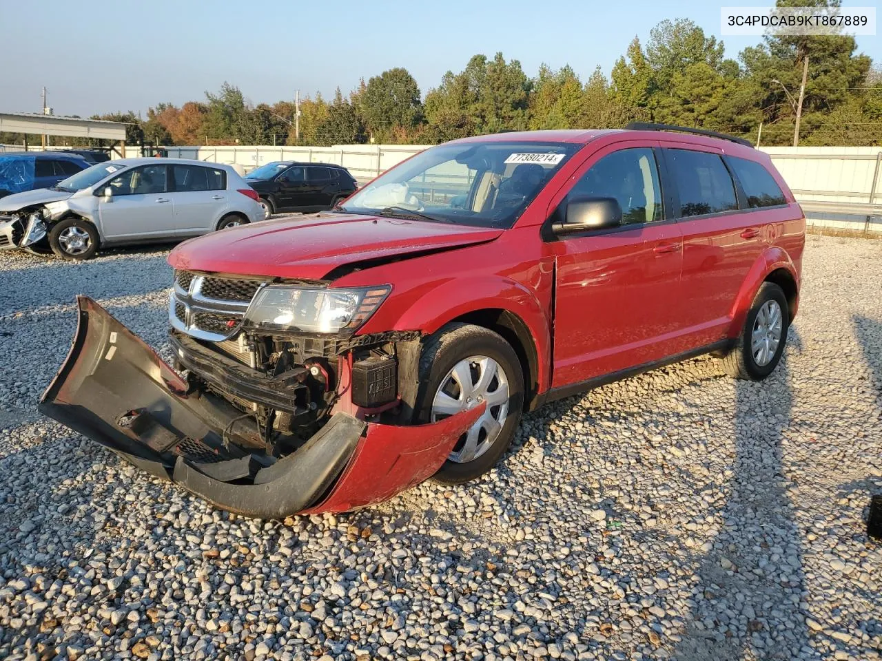 2019 Dodge Journey Se VIN: 3C4PDCAB9KT867889 Lot: 77380214