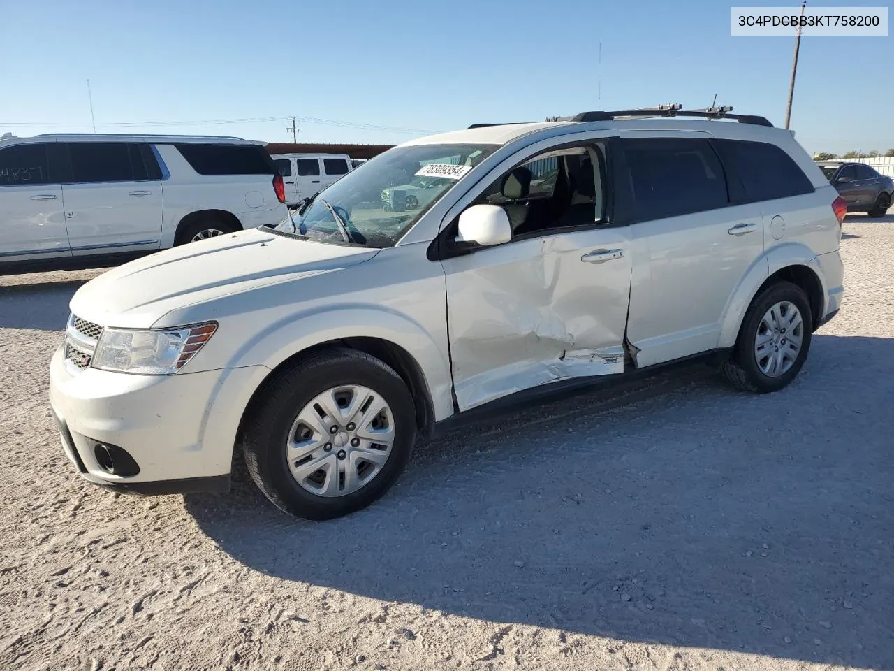 2019 Dodge Journey Se VIN: 3C4PDCBB3KT758200 Lot: 78309354