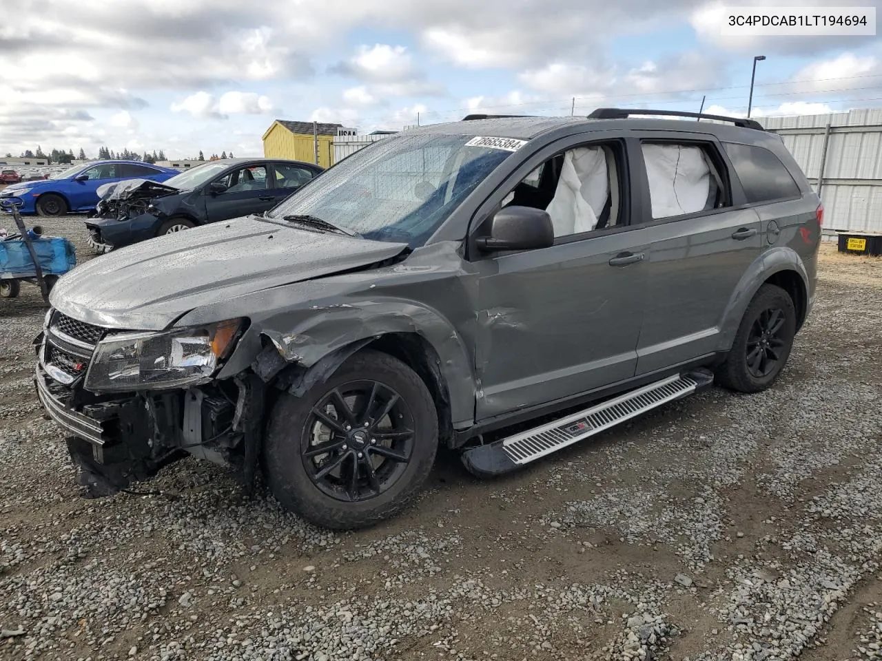 2020 Dodge Journey Se VIN: 3C4PDCAB1LT194694 Lot: 78685384