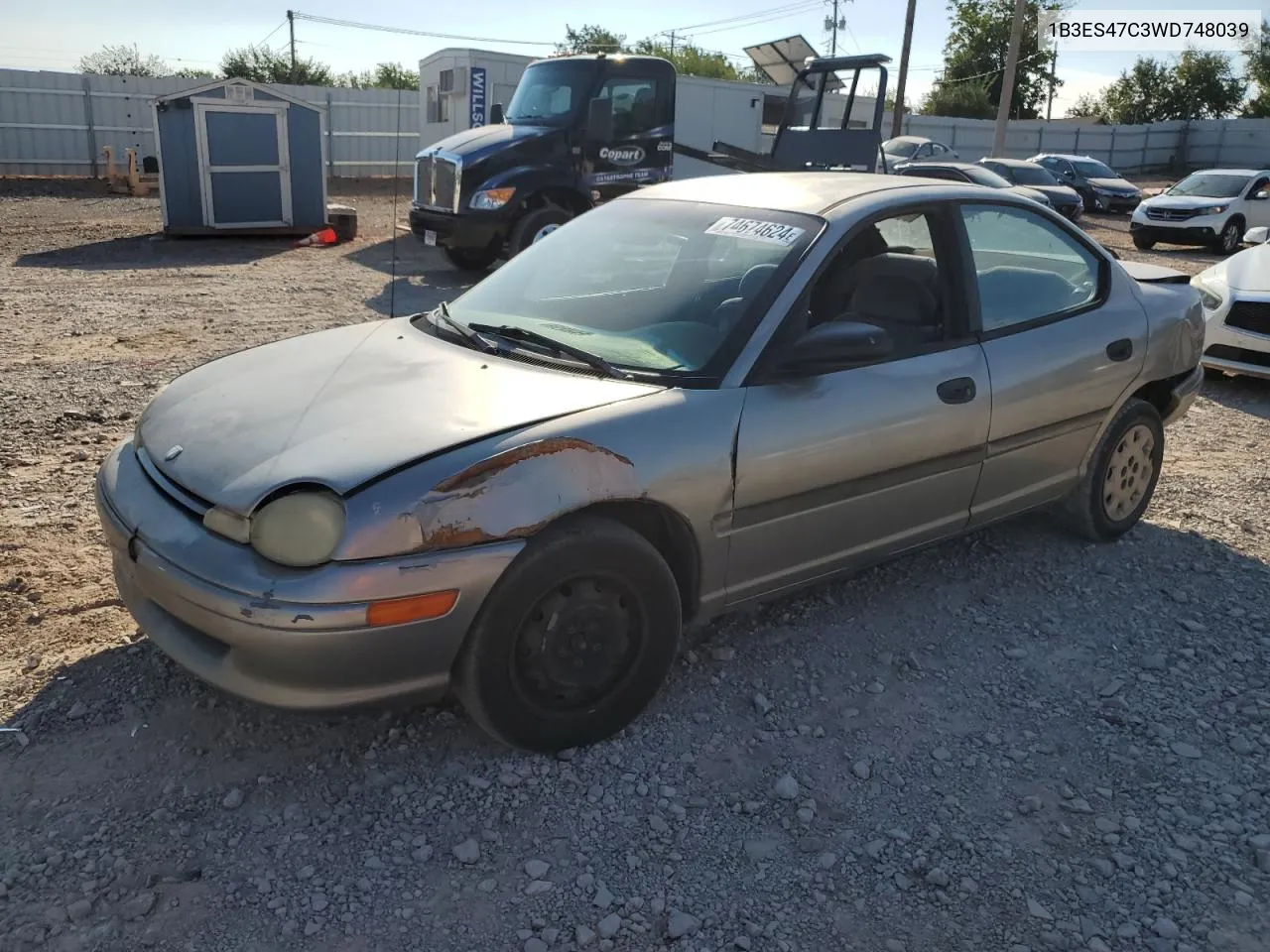 1998 Dodge Neon Highline VIN: 1B3ES47C3WD748039 Lot: 74674624